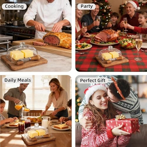 E-ROOM TREND Acacia Wood Butter Dish with Lid for Countertop - Thumbnail 6