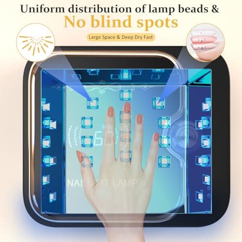 TCHMCITY 288W Cordless Nail Lamp, Rechargeable UV Light for Gel Nails with Unique Knob & Full LCD Display Screen, Portable Wireless UV LED Nail Lamp, Fast Curing Gel Nail Polish for Salon & Home Use - Thumbnail 4