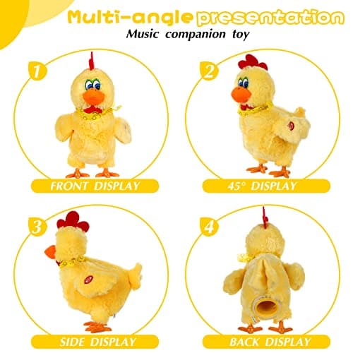dgdgcool Easter Toys Egg Laying Chicken Toy Electric Chicken Stuffed Animal Dancing Stuffed Plush Toy with Music - Thumbnail 3