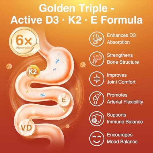 DRFOSTER Vitamin D3 K2, 5000 IU Vitamin D3 Plus 100 mcg of Vitamin K Supplements for Adults for Heart & Bone Health Support, 120 Capsules - Thumbnail 3