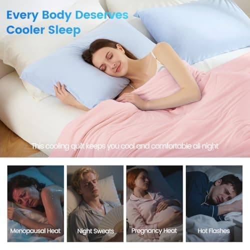 Regency Heights Queen Size Cooling Comforter, Breathable Blanket for Hot Sleepers, Lightweight All Season Bedding for Night Sweats, 90x90, Pink - Thumbnail 4