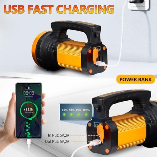 KINQILIN 1800LM Rechargeable Spotlight 13600mAh Spotlight Flashlight 80H Long Lasting IP67 Waterproof 3 Modes Spot Light for Outdoor Camping Home Emergency - Thumbnail 4