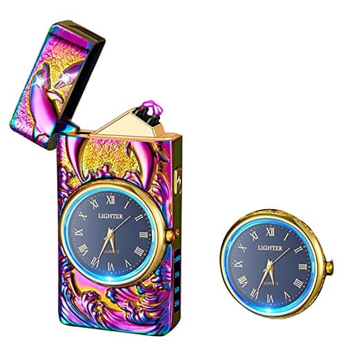 RSBYE Watch Lighter, Electric Dual Arc Plasma Lighter with Clock, Flashlight and USB Rechargeable Battery for Candles, Incense, Camping, Gift for Women and Men (Dolphin Mutil) - Image 1