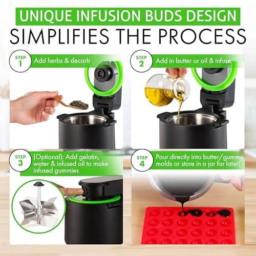 3-In-1 Magical Infuser Machine, Herb Decarboxylator & Gummy Maker. Butter maker Machine for creating Infused Butter, Gummies, Herbal Oil & More. Recipe Book & All Accessories - Thumbnail 6