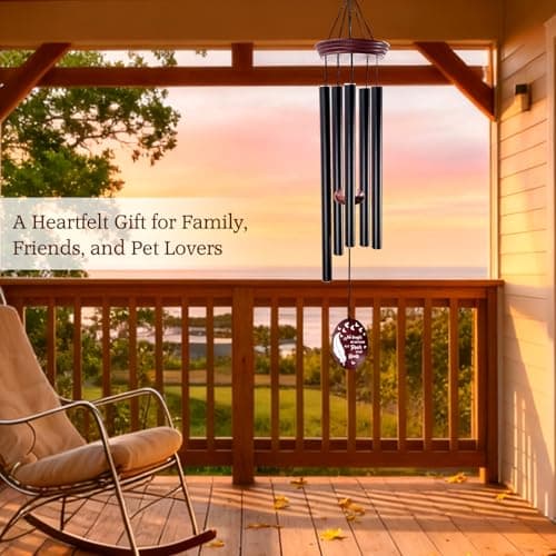 Howarmer Memorial Wind Chimes for Loss of Loved One, 33.5" Sympathy Wind Chimes with Feather & Butterfly Remembrance Sail, Deep Tone Bereavement Gift for Loss of Mom Dad, Outdoor Garden Decor - Thumbnail 4