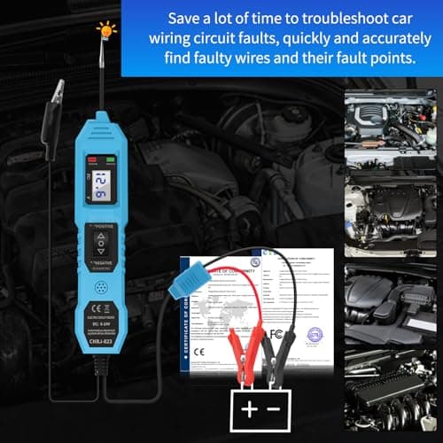 Power Circuit Probe Tester, 6V/12V/24V DC Circuit Tester Automotive, Multifunctional Car Electric Circuit Tester Power Fuse & Voltage Tester Light, Short Circuit Breake Finder Electrical Tools, Blue - Thumbnail 6