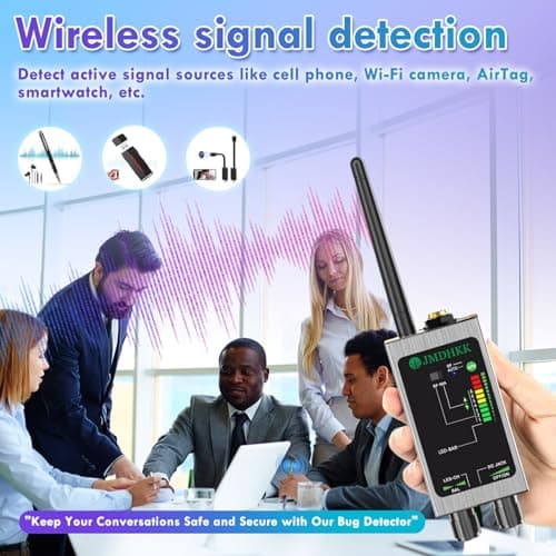 JMDHKK M8000 Hidden Camera Detector, Camera Finder,Bug Detector, Magnetic Tracker Detector, Portable Privacy Protection Device for Travel, Hotels, Vehicles, Offices, and Fitting Rooms (Silver) - Thumbnail 5