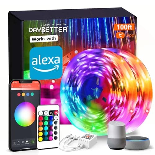 DAYBETTER Smart WiFi Led Lights 100ft, Tuya App Controlled Led Strip Lights, Work with Alexa and Google Assistant, Timer Schedule, Color Changing Led Lights for Bedroom Party Kitchen - Image 1
