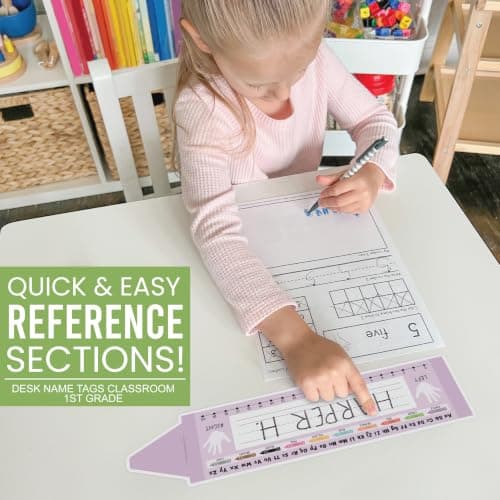 Hadley Designs Desk Name Tags for Classroom –36 Student Name Tags for Desks, 14.5x4 Name Plates for Classroom Decor, Teacher Supplies Crayon Nametags, 1st-3rd Grade Kindergarten Preschool Must Haves - Thumbnail 4