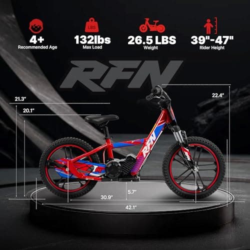 RFN Electric Dirt Bike for Kids Ages 4-12, 3-Speed up to 15.5 mph, 15.5 Miles Range, 16x2.4 Tires, 24V 500W Peak Power 16" Dirtbike, Perfect Birthday for Kids - Thumbnail 2