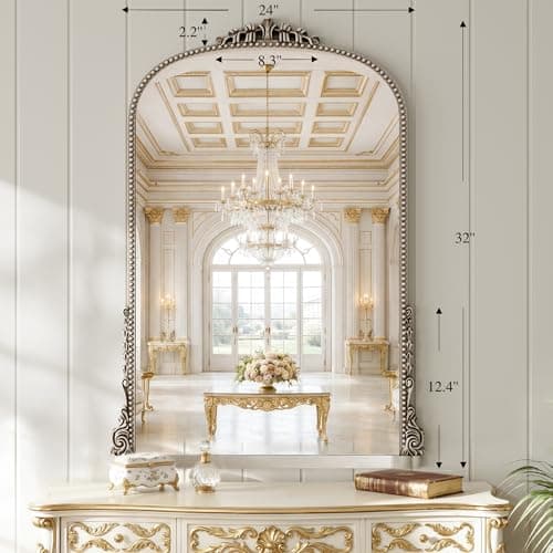 Large Bronze Vintage Mirror: 40"x29" Matt Silver Antique Wall Mounted Mirror - Baroque Traditional Ornate for Wall/Mantel/Entryway/Hallway - Home Decor for Living Room (Upgrade Tempered Glass) - Thumbnail 2