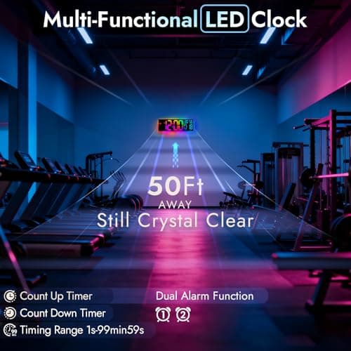 ANSOPER 16.5" Large Digital Wall Clock: 13 RGB Night Lights Giant LED Display with Remote, Auto DST & Dimming, Classroom Must Have, Gaming Room Dorm Decor, Big Number Clock for Seniors RGB - Thumbnail 4