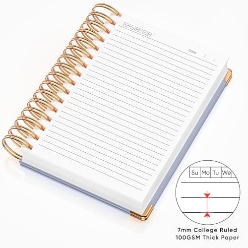 MSTONAL Lined Spiral Journal Notebook for Women Men, Medium A5 300 Pages, College Ruled Hardcover Notebooks for Work and Note Taking, Journals for Writing - Grey - Thumbnail 3