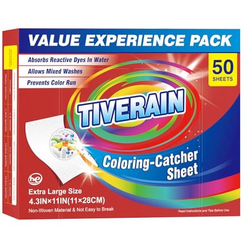 TIVERAIN 50pcs Laundry Color Catcher Sheets,Color Grabbers Dye Grabbing Sheets,Allow Mixed Washes and Prevents Color Runs,Fragrance Free Color Absorber Sheets for Washer No Fluorescent Agent - Image 1