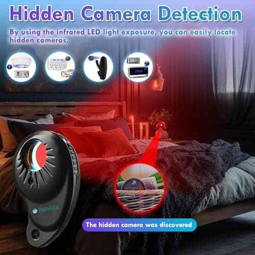 JMDHKK M8000 Hidden Camera Detector, Camera Finder,Bug Detector, Magnetic Tracker Detector, Portable Privacy Protection Device for Travel, Hotels, Vehicles, Offices, and Fitting Rooms (Silver) - Thumbnail 4