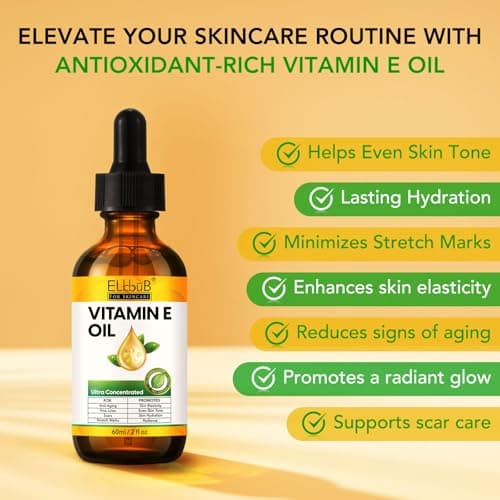 ELBBUB Premium Vitamin E Oil - Ultra Concentrated - Moisturizes, Improves Appearance of Scars & Stretch Marks, Skin Hydration - for Face, Body, Hair, and Nails - Thumbnail 3