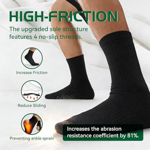 Ycets Black Socks for Women, Crew Socks for Men Cotton Athletic Moisture-Wicking Running Cushioned with Arch Support,1-Pairs Premium Trial Pack - Thumbnail 6