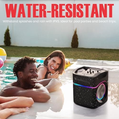 AudioSource 2.1 Channel Party Speaker with Built-in Subwoofer, 160W, RGB Light Modes, Portable Outdoor Karaoke Speaker, Bluetooth 5.3, Dual Mic Inputs, Ultra Bass Boost, Matte Black, AP40 - Thumbnail 5