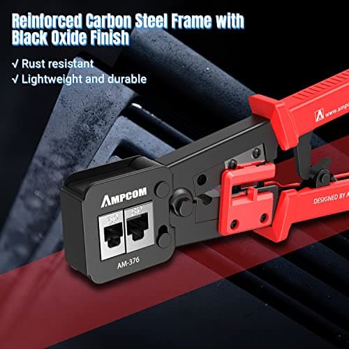 AMPCOM RJ45 Pass Thru Crimping Tool Network Crimper for Pass Through and Regular Type RJ45 RJ12 RJ11 Connector -CAT6/5e（8P8C/6P6C/6P4C) - Thumbnail 6