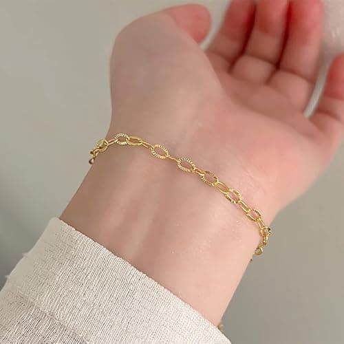 Alegend Titanium Steel (Not Rust, Resist Corruption, Easily Clean) 18K Gold Plated Cross - Embossed Paperclip Chain Bracelet Stylish, Durable & Ideal Giftable Chain - Thumbnail 4