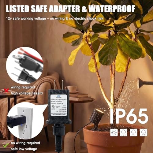 Ucomeuni LED Spotlight Indoor for Plants Uplights Lamp Accent Lighting Decor 12V Low Voltage Warm White Up Down Spot Lights Outdoor Landscape Lighting 2 Pack(Adapter, Base and Stake Included) - Thumbnail 6