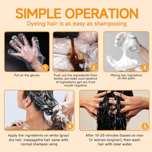 Natural Black Hair Color Dye Shampoo 3-in-1, Covers Gray Hair Fast with Long-Lasting Color, Rich Plant-Based Formula Repairs Damaged Hair, Gentle on Scalp for At-Home Use for Men & Women, 16.90 Fl Oz - Thumbnail 5