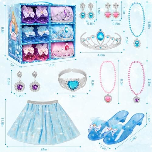 LJZJ Princess Dress Up Toys & Jewelry Boutique, Costumes Set incl Color Skirts, Shoes, Crowns, Accessories, Girls Role Play Gift for 3 4 5 6 Year Old Girl Toddler ​B-Day Party Favors - Thumbnail 2