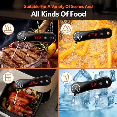 0.5 Sec Meat Thermometer Digital, Instant Read Thermometer, Paysean Thermometer for Grilling, BBQ, Candy, Liquid, Beef, Gifts for Him Dad Men Birthday (Black) - Thumbnail 5