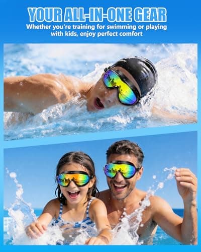 Aegend Swim Goggles for Adult Youth - 2 Pack Wide View Anti-Fog Anti-UV Swimming Goggles for Men & Women (Aqua & Bright Orange) - Thumbnail 6