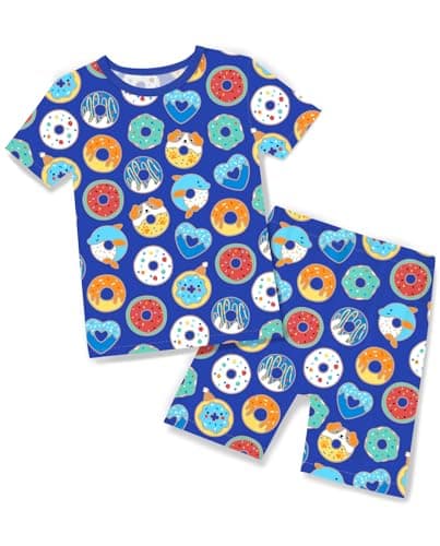 babee Reshinee Bamboo Viscose Toddler Pajamas Boys Girls Kids Baby Cool Short Summer Donut Pjs Set 5-6Y Two Piece - Image 1