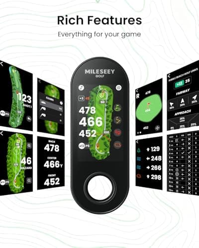 MILESEEY GeneSonic Go Handheld Golf GPS Rangefinder, 43000+ No Subscription Preloaded Courses, Auto Hole Golf Yardage Device, Touchscreen, 10H Battery, Magnetic, Waterproof, Hazard, Green Distances - Thumbnail 4