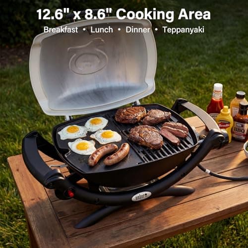 BLUES GRILL PARTS 6558 Cast Iron Griddle Plate - 12.6" x 8.6" Cooking Griddle Replacement, Fits Weber Q100/Q120/Q140/Q1000/Q1200/Q1400 Series (Models 50060001/51010001/51080001) - Thumbnail 3