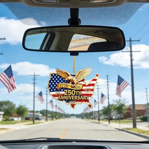 United States 250th Anniversary Ornament, 2D Acrylic 1776 2026 American Flag Decorations, America 250 Years Christmas Tree Ornaments for US Citizens - Thumbnail 6