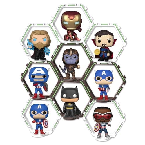 YODAR 9 PCS Riser Display Shelf for Funko POP Figures Collectibles, Floating Shelves Display Ledge for Organizer and Decoration, Display Stands Showcase, Glowing at night - Image 1