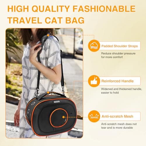 Airline Approved Cat Carrier 17" x 12.5" x 9", Fully Removable with Thick Double-Sided Padding, Breathable & Portable for Cats, Rabbits, Hamsters Under 12 lbs - Thumbnail 5