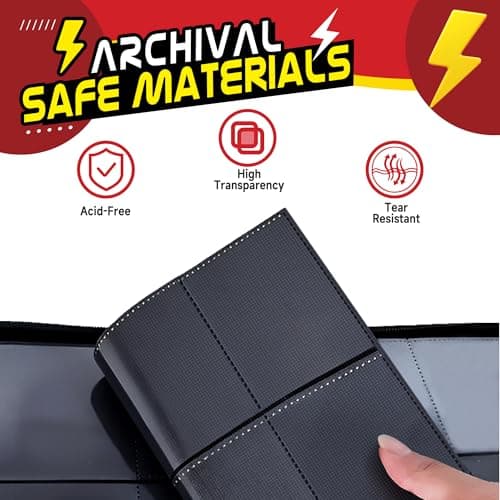 Trading Card Binder 4 Pocket,400 Pocket Card Collection Binder with 50 Removable Sleeves,PU Waterproof Top Card Book,3-Ring Zipper Collectible Trading Card Album for MTG/TCG/Card Holder Gift（Red） - Thumbnail 6