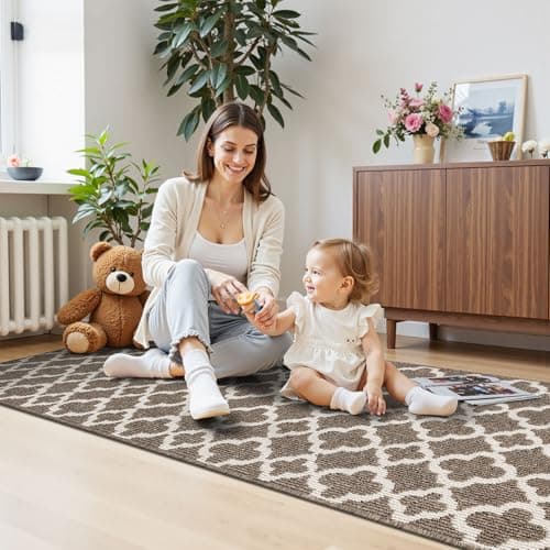U'Artlines Runner Rug for Hallway 2×6feet Non Slip Kitchen Floor Carpet Runners Brown Geometric Pattern Machine Washable Area Rug for Entryway Bathroom - Thumbnail 5