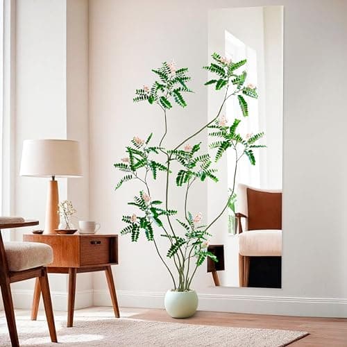 FSOHOI Artificial Mahonia Fortunei Tree - 6FT Artificial Plants Indoor, Fake Floor Plant with White Planter, Tall Sumac Faux Plants for Decor Indoor Home Sala Office Hotel Patio Studio（Pink - Thumbnail 4