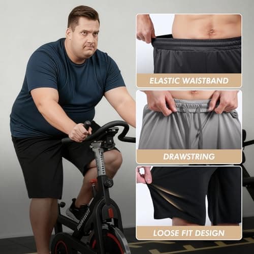 BOOJO Men's Big and Tall Athletic Shorts - Quick Dry Black Basketball Shorts with Pockets for Workout RunningActivewear（S-6XL） - Thumbnail 5