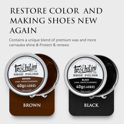 TROCHILINI Shoe Polish Kit Care Set 9PCS Travel-Friendly Shoe Shine Set with Black Brown Shoe Polish for Leather Boot Included Shoes Brush Kit Shoe Crease Protector - Thumbnail 5