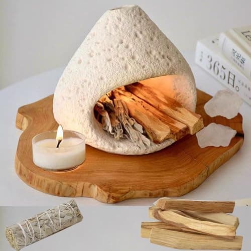 sage and palo Santo Chimney Burner Holder Incense Holder, Cone Burner Mini Chiminea Smudge Palo Santo Holder for Home Cleansing Meditation & Manifestation Gift - Image 1
