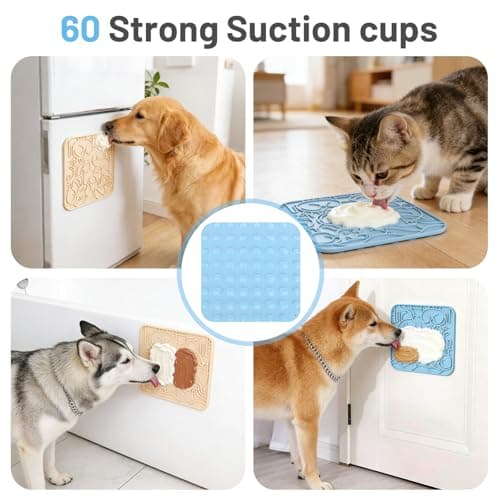 Lick Mat for Dogs,Lick Pads for Cats with Suction Cups- Large&Small Pet Anxiety Relief, Slow Feeder Dog Bowls, Bathing, Grooming and Training -2PCS Packing (Blue+Green, Small) - Thumbnail 6