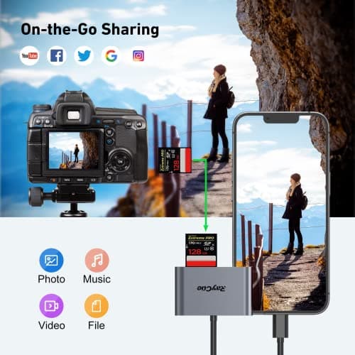RayCue USB C SD Card Reader Adapter, Type C Micro SD TF Card Reader Adapter, 3 in-1 USB C to USB Camera Memory Card Reader Adapter for iPhone 15,New Pad Pro MacBook Pro/Air, and More UBC C Devices - Thumbnail 3