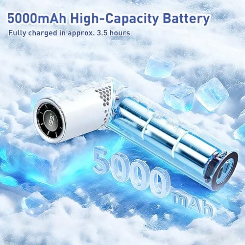 Portable Handheld Fan - Rotatable Mini Fan, High Speed Wind Cooling, 199 Speeds Stepless Control, Digital Display, 3-in-1 Rechargeable Personal Fan for Travel, Outdoor, Easter Gifts for Women Men - Thumbnail 5