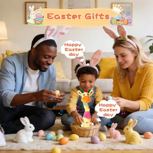 MIAODAM Dancing Talking Giraffe Stuffed Animals, Singing 10 Children's Song, Repeats What You Say, Colorful Glowing Giraffe Plush Baby Toys for Toddlers 1-3 Years，Easter Day Gifts for Kids - Thumbnail 6