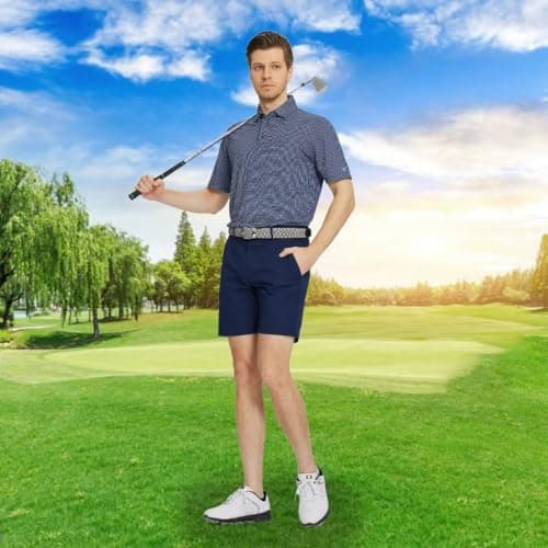 M MAELREG Golf Shirts for Men Dry Fit Short Sleeve Casual Collared Pocket Moisture Wicking Men's Polo Shirts Navy - Thumbnail 2