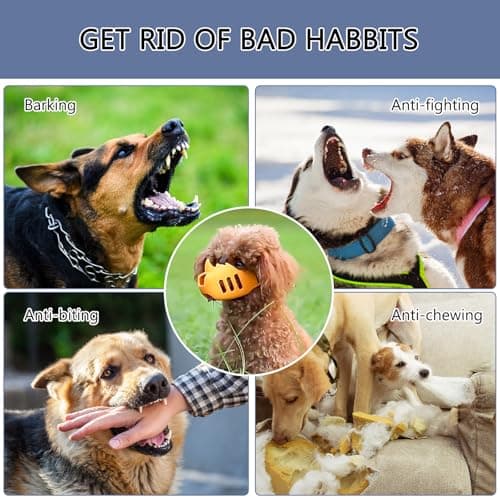 NACOCO Anti Bite Dog Muzzle - Dog Soft Mouth Rhino with Adjustable Strap Covers Breathable Silicone Cage Pet for Biting Chewing Small Medium (Yellow Rhino, S) - Thumbnail 6