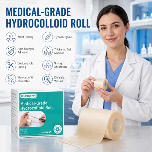 Hydrocolloid Roll for Wound Care Gentle Self-Adhesive 2in x 5ft - Thumbnail 2