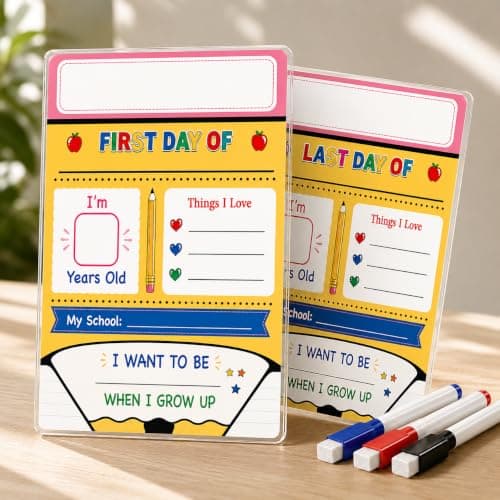 First & Last Day of School Sign， Double-Sided for Preschool & Kindergarten - Image 1