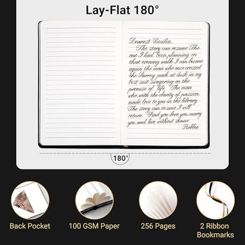 MINICAGIE Lined Journal Notebook for Men and Women, 256 Pages Black Journals for Writing, Hardcover A5 Journaling Notebooks Daily Work Travel Office Journal 5.7'' X 8.5'' Black Gold - Thumbnail 4